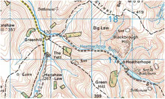  Fig. B3.8 An example of how valleys are shown on a map