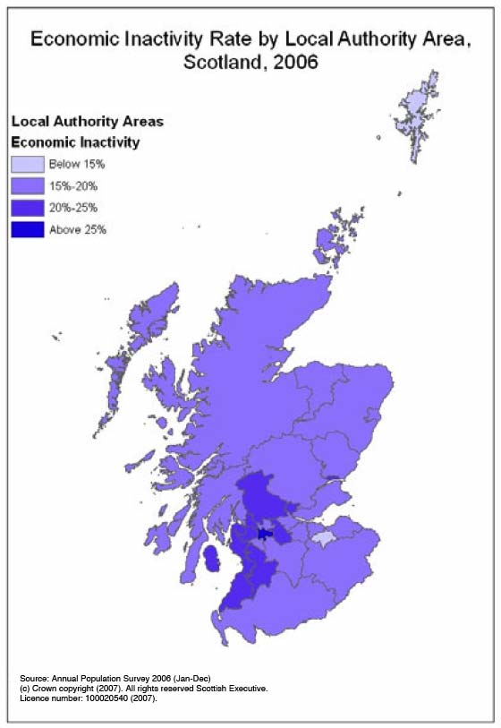 image of Figure 2: Working age economic inactivity rates by local authority area