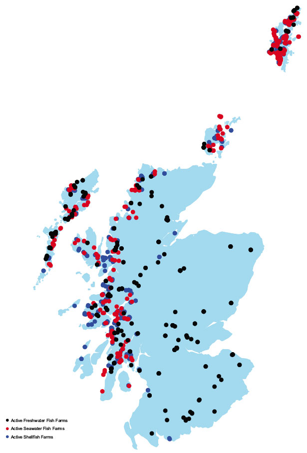 Active Fish and Shellfish Farms in Scotland - March 2009