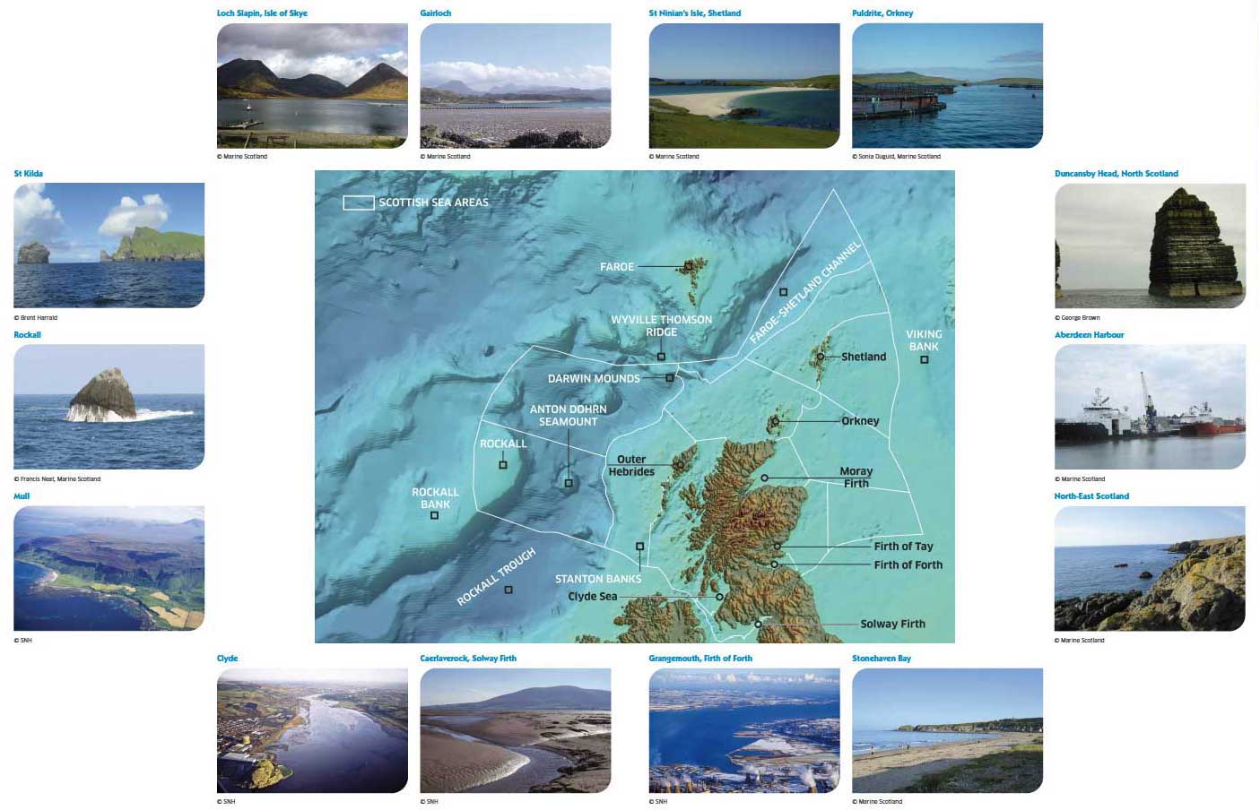 Bathymetry and selected features of the seas around Scotland