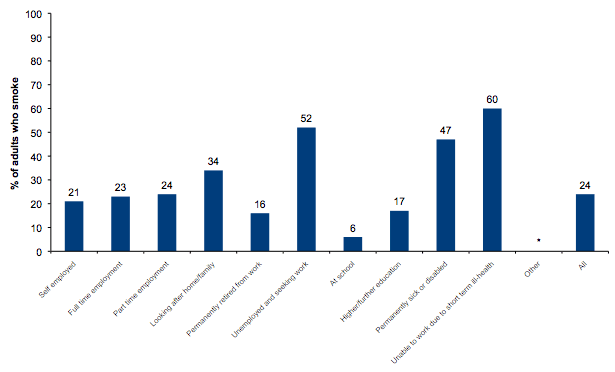 Figure 10.3: Percentage of respondents who smoke by economic status