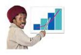 Person pointing at a graph
