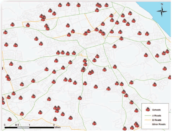 Figure 5 Example of the schools mapping (Edinburgh)