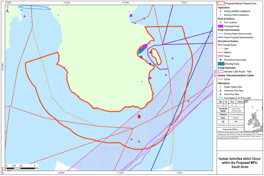 Human Activities which Occur within the Proposed MPA South Arran
