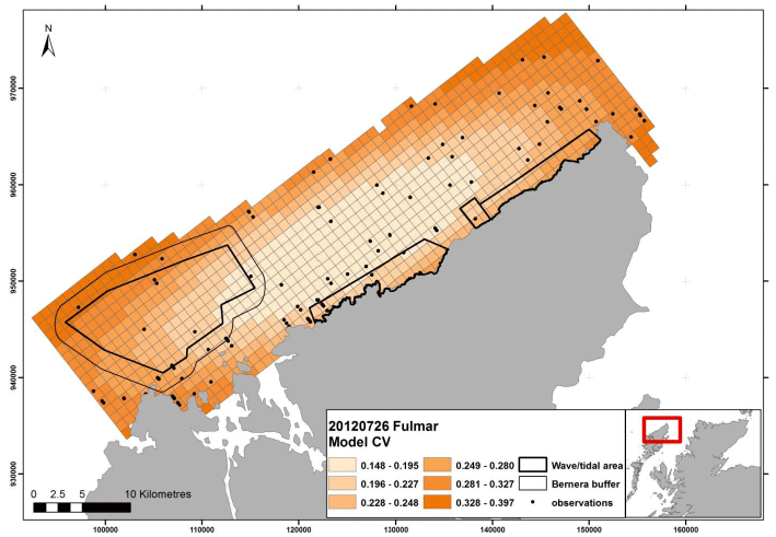 Figure 115 – July fulmar coefficient of variance map from digital aerial survey